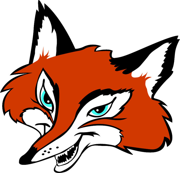 Fox mascot color vinyl sports decal. Customize on line. Fox 1